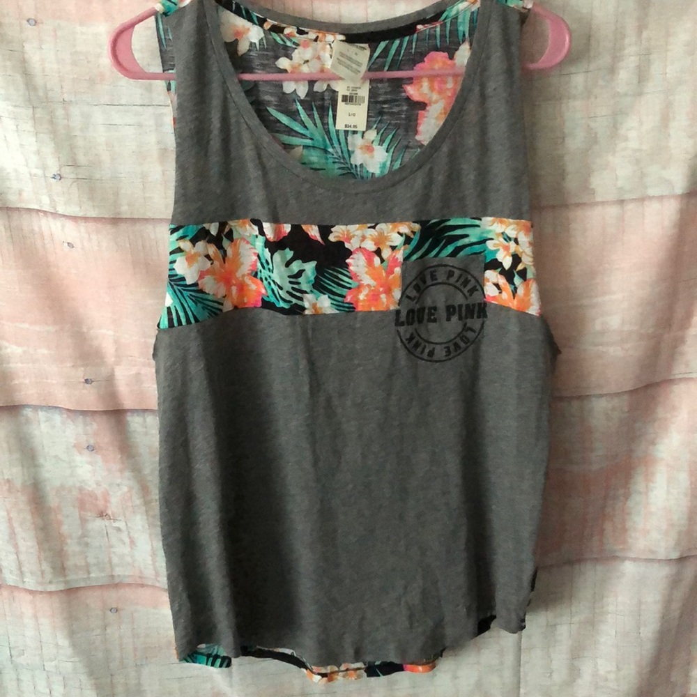 NWT PINK deep armhole tropical tank size Large